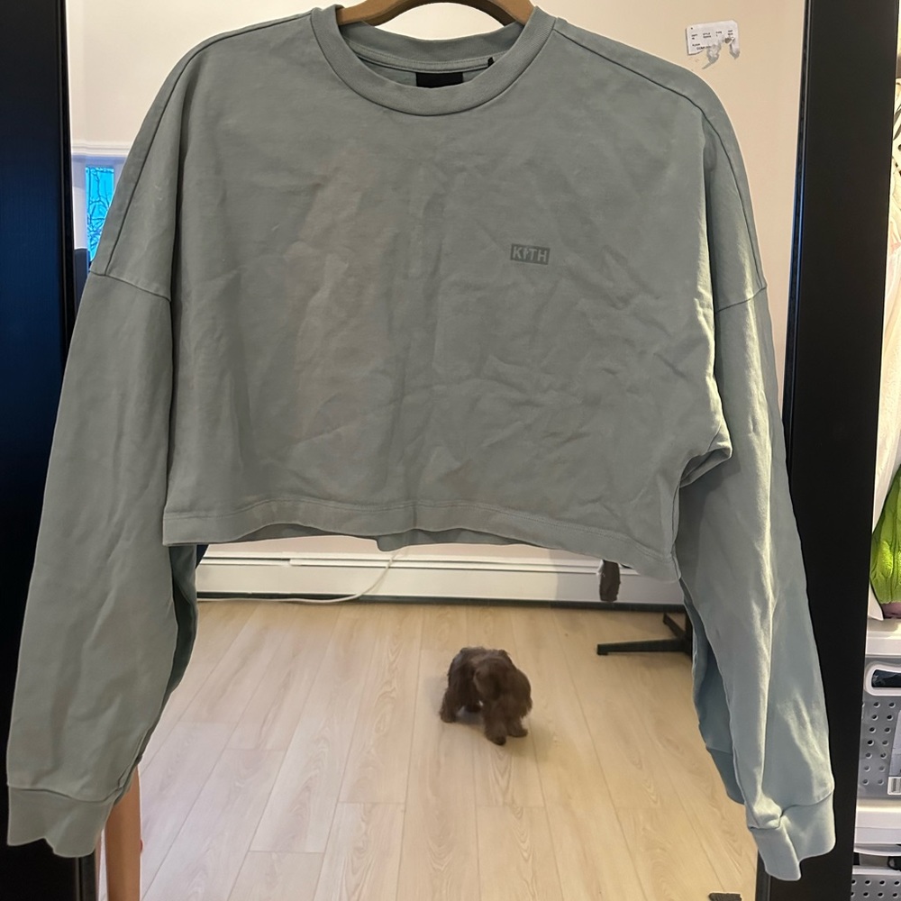 KITH teal cropped long sleeve